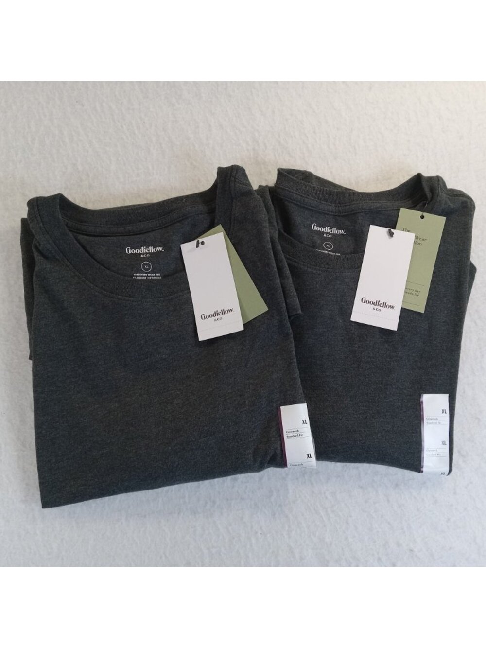 2 Goodfellow & Co Men's XL Dark Gray Crewneck Short Sleeve T-Shirt Charcoal